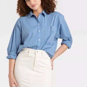Women's Long Sleeve Oversized Button-Down Boyfriend Shirt - A New Day™